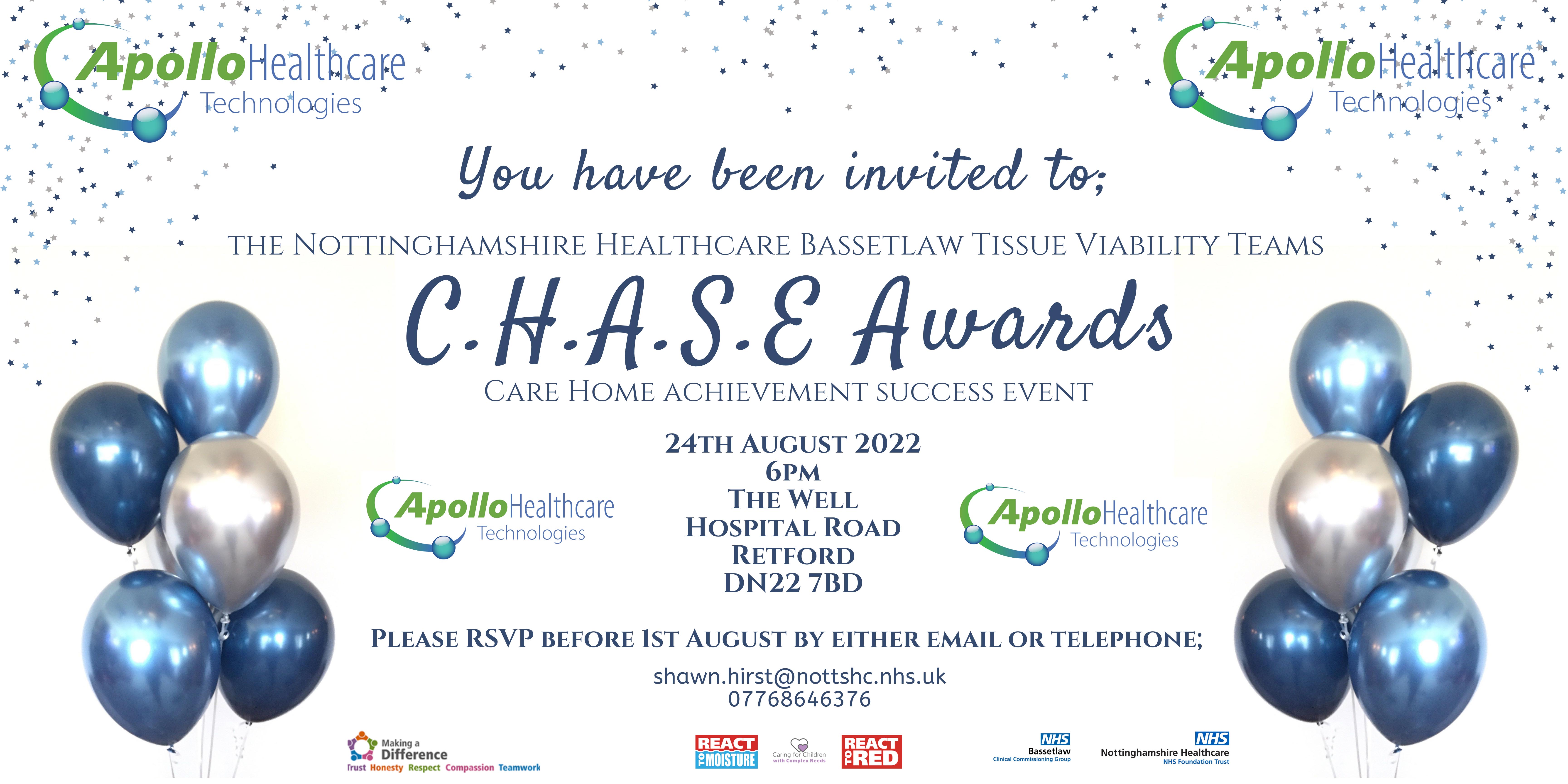Apollo Healthcare Technologies LTD are delighted to being the main sponsor for The CHASE (Care Home Achievement and Success Event) Awards for 2022.